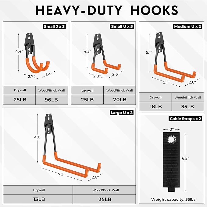 BONTEC Heavy Duty Garage Hooks, Anti-Slip Coated Black Steel - Image 2