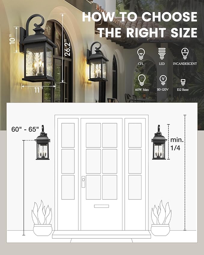 FEMILA 26" Outdoor Wall Light, Large Exterior Wall Lantern - Image 5