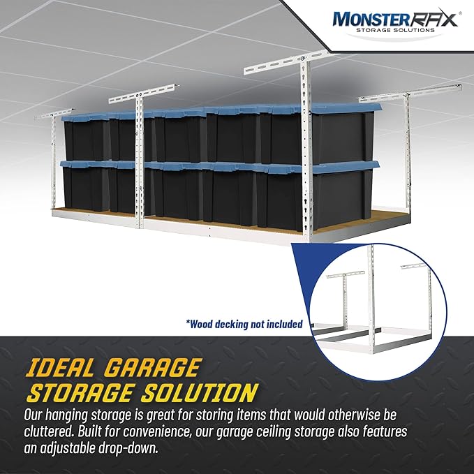 MonsterRax 4x8 Overhead Garage Storage Rack Frame Kit - Image 4