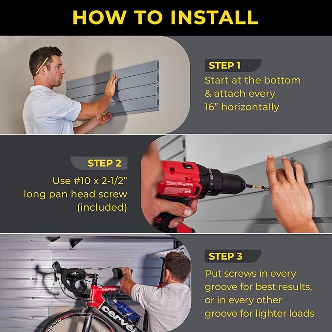 4'H x 8'W Slatwall Panel Garage Wall Organizer: Heavy Duty Wall Mounted PVC - Image 4