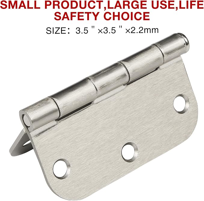30 Pack Rounded Satin Door Hinges Brushed Nickel 3.5 Inch Interior 3 1/2 Inch - Image 2