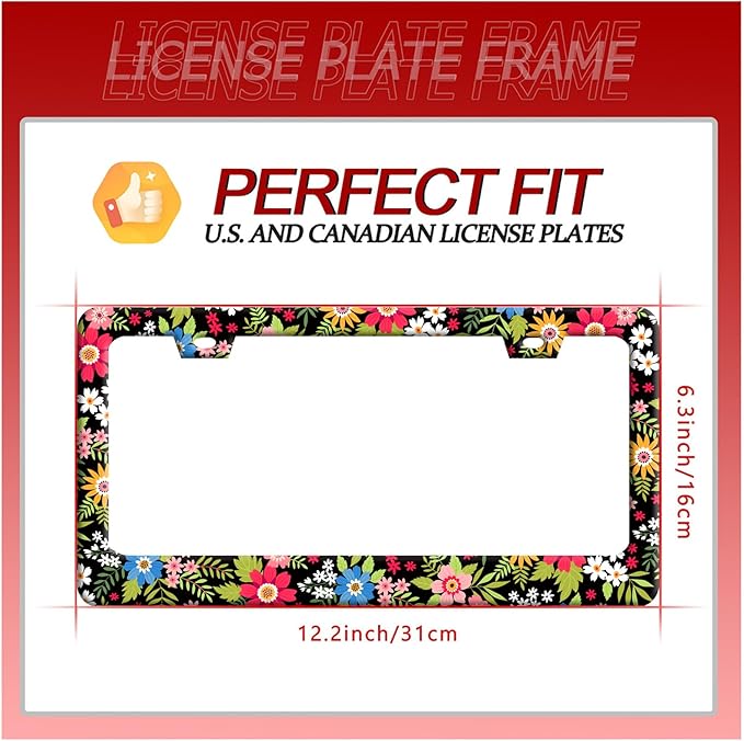 Folk Art Flowers License Plate Frame Funny Colorful License Plate Frames - Image 7