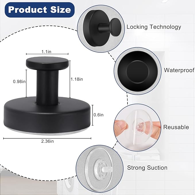 4 PCS Suction Cup Hooks for Shower, Hooks for Inside Shower, Removable Towel - Image 2