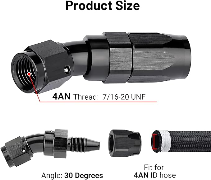 EVIL ENERGY 4AN 30 Degree One Piece Full Flow Hose End Fitting Swivel - Image 2