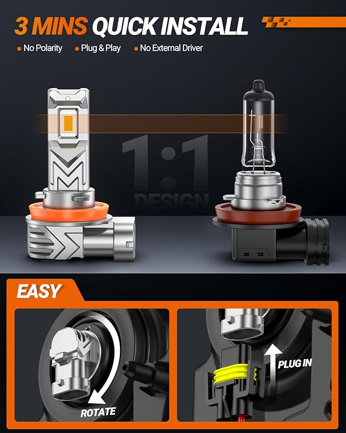 SEALIGHT H16 H11 H8 LED Fog Light Bulb Yellow, 800% Brightness 14, 000 Lumens - Image 4