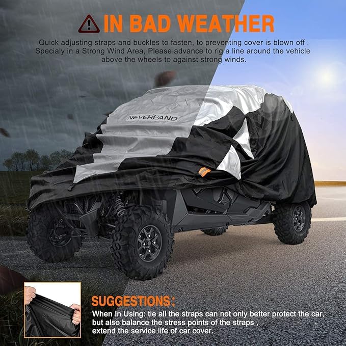Neverland UTV Cover Waterproof 300D Heavy Duty 4-6 Seater 4 Door Side by Side - Image 7