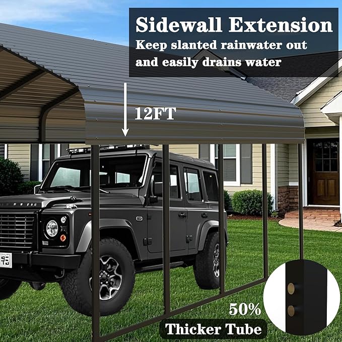 10x20FT/20x20 FT Metal Carport Heavy Duty - Image 4