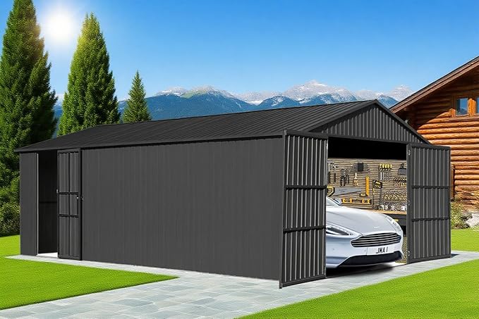 Domi 12’x20’ Outdoor Metal Garage Shed, All Weather Enclosed Carport by domioutdoorliving