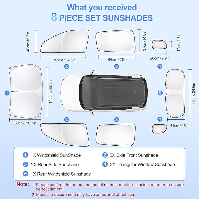 8pcs Car Window Shades for Jeep Compass 2017-2024 Accessories, Windshield Side - Image 7