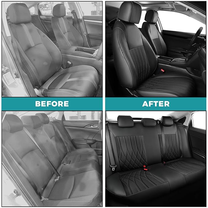 Seat Covers for Honda Civic Sedan LX 2016 2017 2018 2019 2020 2021, Faux - Image 5