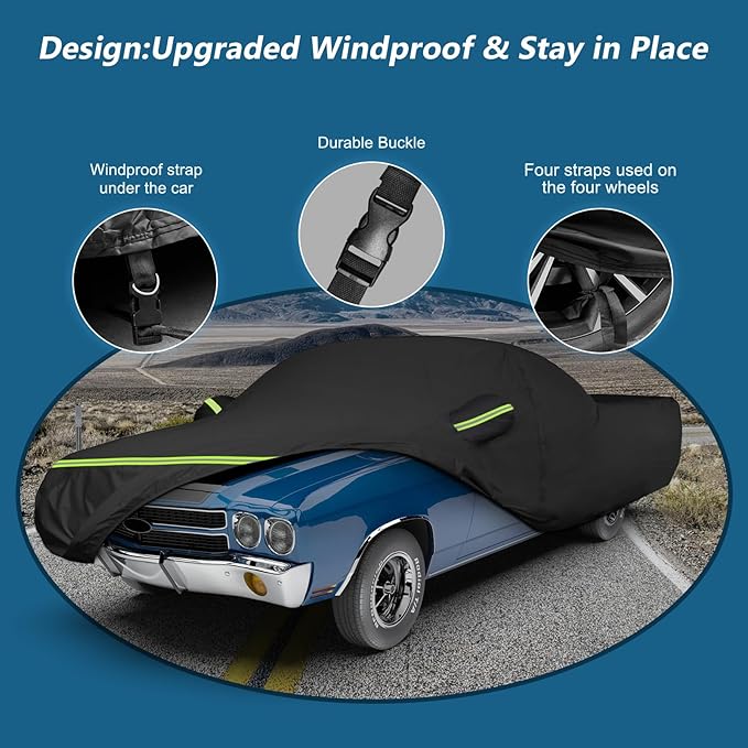 Waterproof Car Covers for Chevrolet El Camino 1964-1967, 420D Oxford Cloth Sun - Image 3