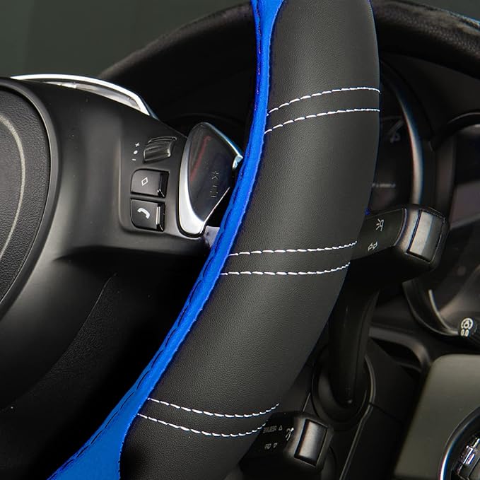 CAR PASS Line Rider Microfiber 15.5-16 Inch Leather Sporty Steering Wheel Cover - Image 6