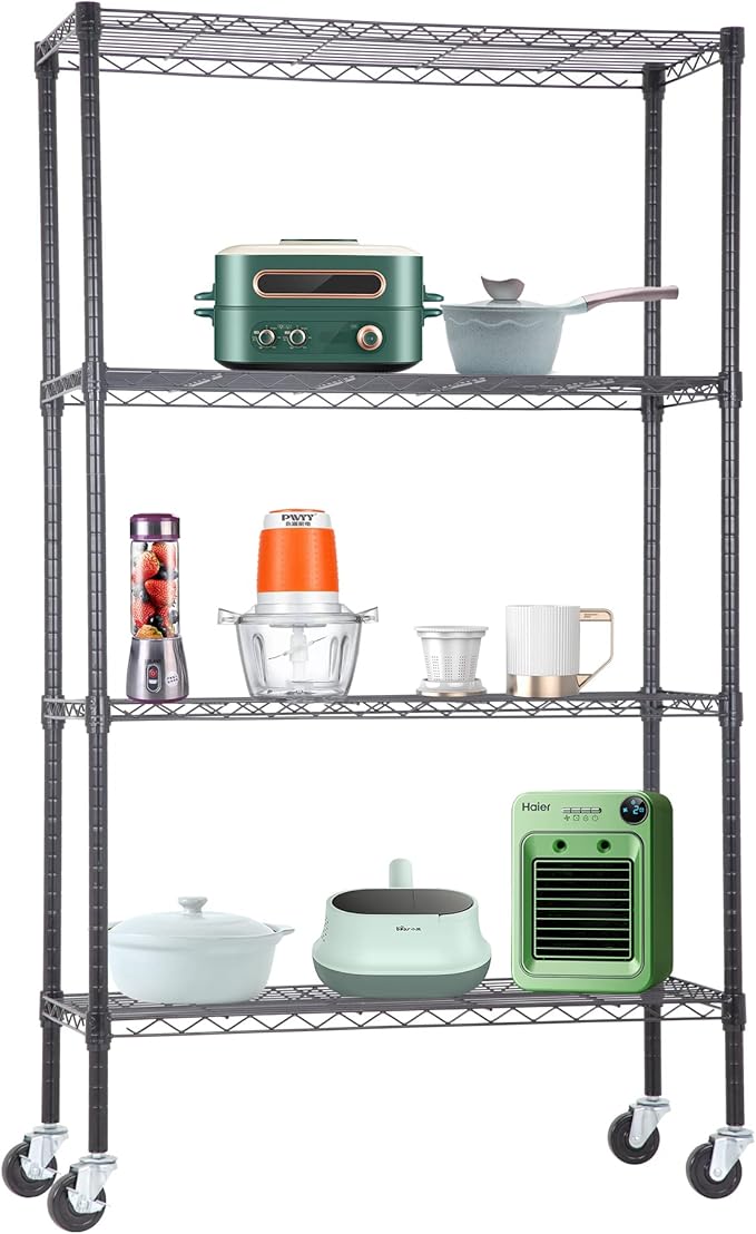 4-Tier Adjustable NSF-Certified Metal Shelf 36L x 14W x 62H Wire Shelving Unit by BestOffice