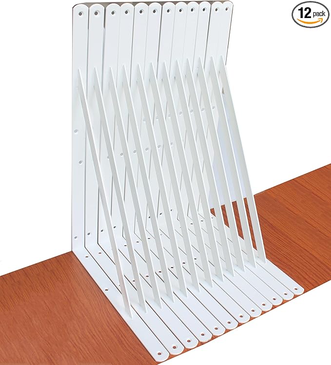 12 Pack L22 x H 12" White Heavy Duty Shelf Brackets by MHMYDZ