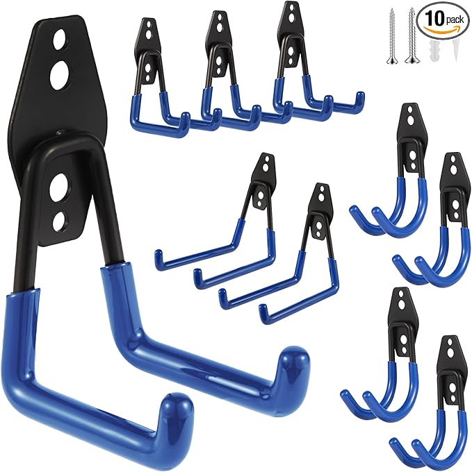 Steel Garage Hooks Wall Tool Organizer, 10 Pack Garage Storage Hook Heavy Duty by Unknown