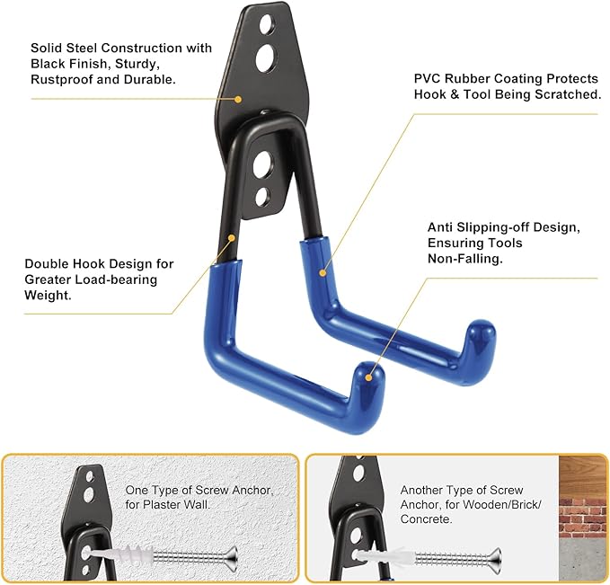 Garage Hook Heavy Duty Wall Storage Hangers, 20 Pack Garage Storage Hooks Steel - Image 4