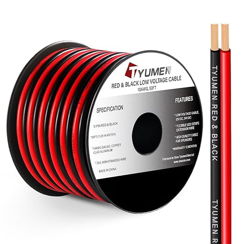 10 Gauge Wire 50FT, 10AWG Red Black Electrical Wire LED Strips Extension Cord by Tyumen