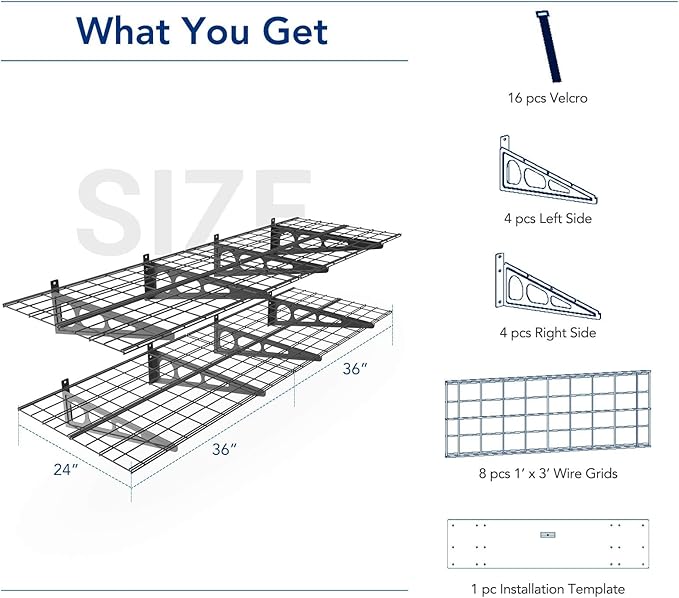 FLEXIMOUNTS 2-Pack 2x6ft Garage Shelving 24-inch-by-72-inch Wall Shelf Garage - Image 3