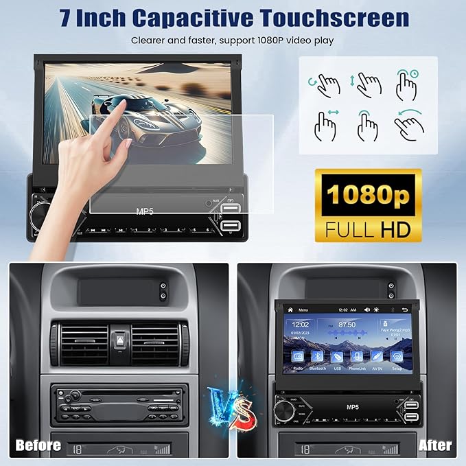 Single Din Touchscreen Car Stereo - Image 7