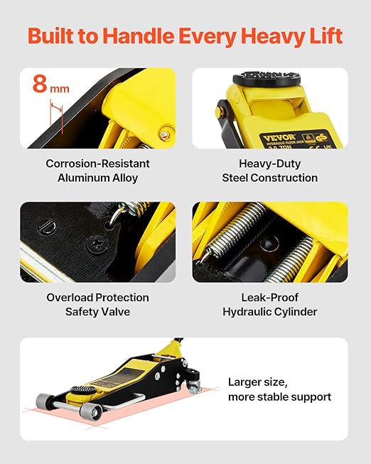 VEVOR 3 Ton Low Profile, Aluminum and Steel Racing Floor Jack - Image 5