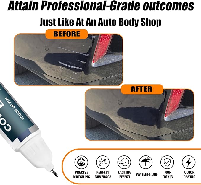Jet Black Touch Up Paint for BMW, Car Paint Pen Scratch Repair Two-In-One Touch - Image 2