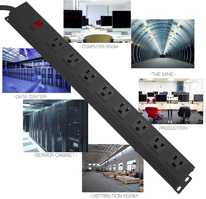 4Pack Metal 8 Outlet Mountable Power Strip, Wall Mount Outlet Heavy Duty - Image 6