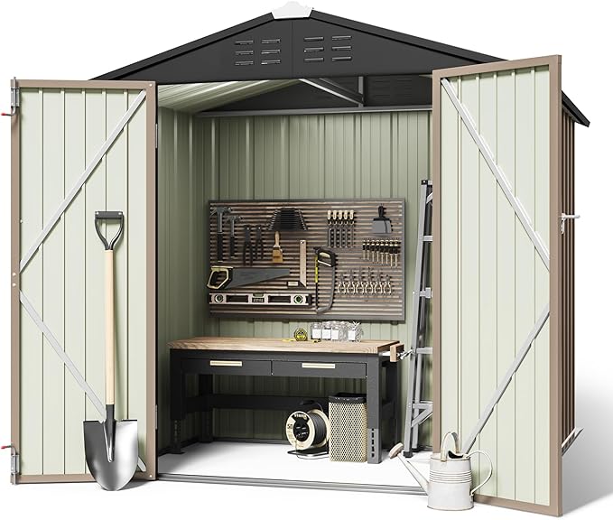 Greesum Outdoor Storage Shed 6 x 4 ft. Utility Tool Shed Metal Storage Garden - Image 2