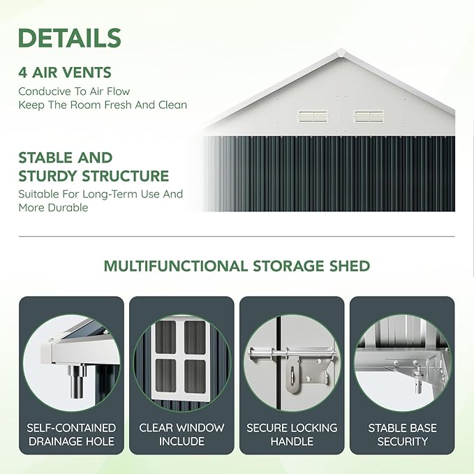 10X8FT Outdoor Steel Storage Shed - Image 5