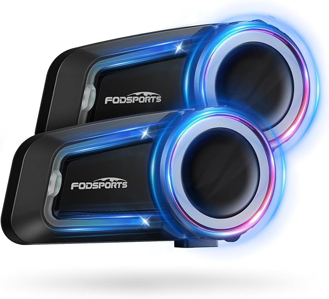 Fodsports FX7 10 Riders Mesh Motorcycle Bluetooth Headset, Dual Chips V5.4 by FODSPORTS