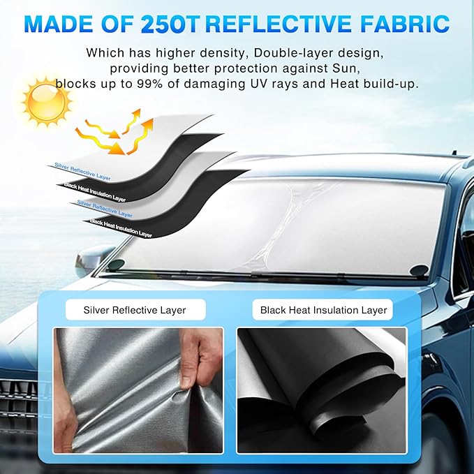 KUST Windshield Sun Shade for Ram 1500 2011-2018 Window Shade Sun Visor Cover - Image 4
