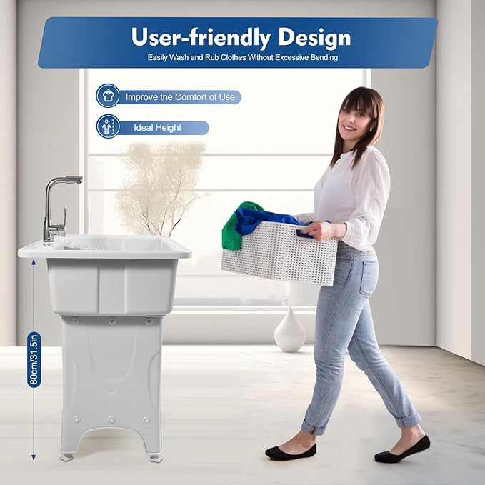 Freestanding Utility Sink Plastic Wash Station - Image 4