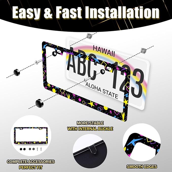 Psychedelic Stars License Plate Frame Colorful Galaxy License Plate Holder - Image 6