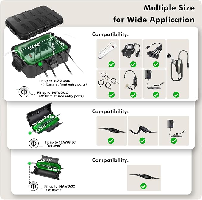 Flemoon Outdoor Extension Cord Safety Cover, IP44 Waterproof Connection - Image 6
