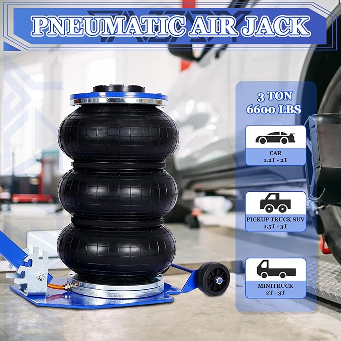 3T Triple Bag Air Jack 6600lbs Pneumatic Jack 3s Fast Lift Up 16in Airbag Jack - Image 2