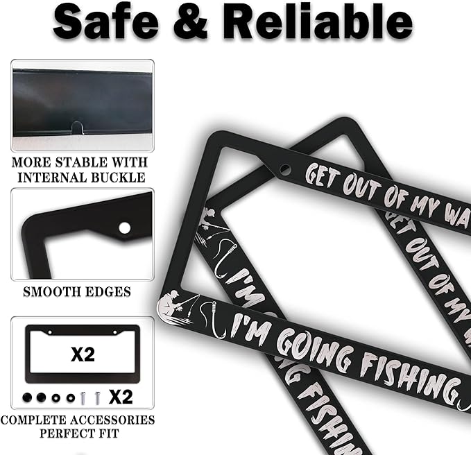 Car License Plate Frame Black and White License Plate Frames Get Out of My Way - Image 4