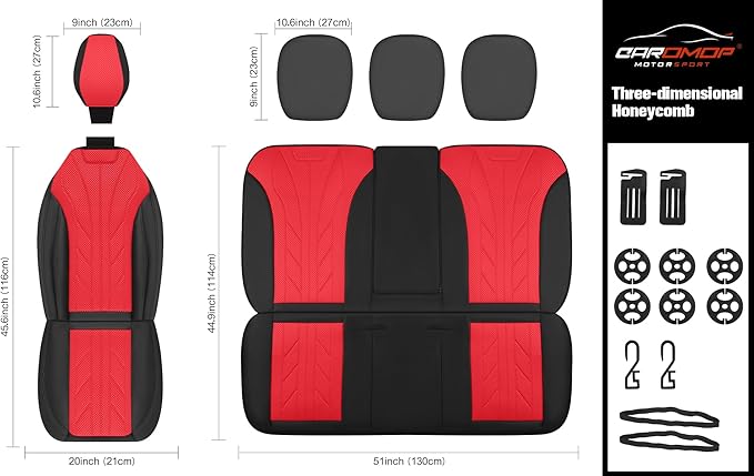 CAROMOP Luxury Faux Leather&Fabric Car Seat Covers 2 Front Seats - Image 8