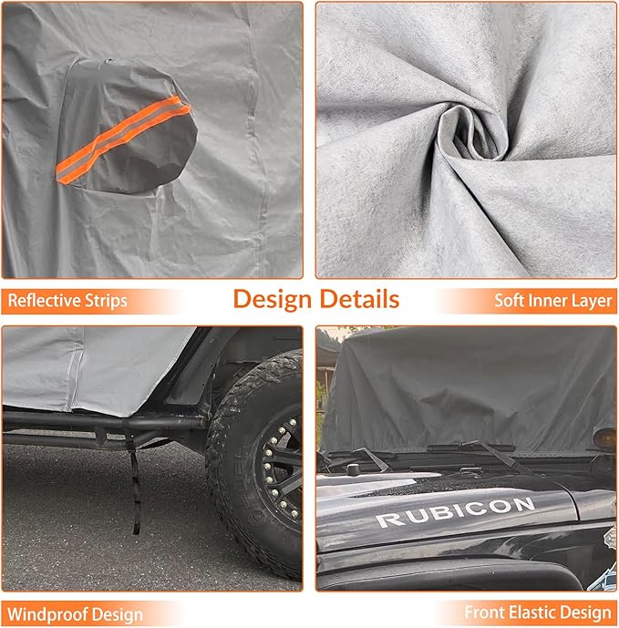 Cab Cover for Jeep Wrangler JK JL 2 Door 2007-2025, Waterproof Wrangler Rain - Image 5