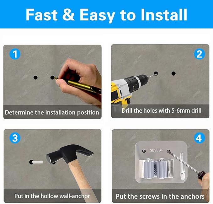 5 Pack Broom Holder Heavy Duty Stainless Steel Broom Hanger - Image 6