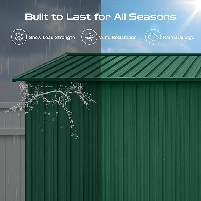 6 x 4 FT Outdoor Storage Metal Shed, Bike Garden Tool Shed - Image 3