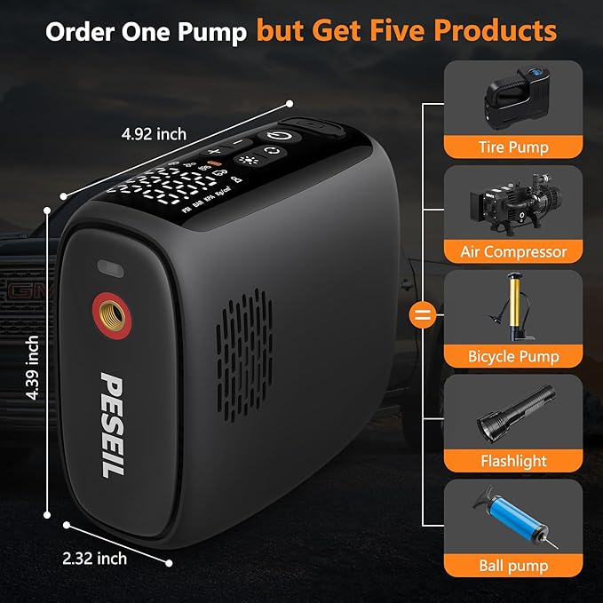 Tire Inflator Portable Air Compressor, 28 Cylinders 12V Air Compressor - Image 6
