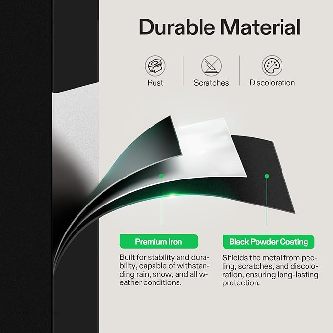 VIVOSUN Outdoor Handrail, 5 Step Stair Handrail, Wrought Mattle Iron Stair - Image 5