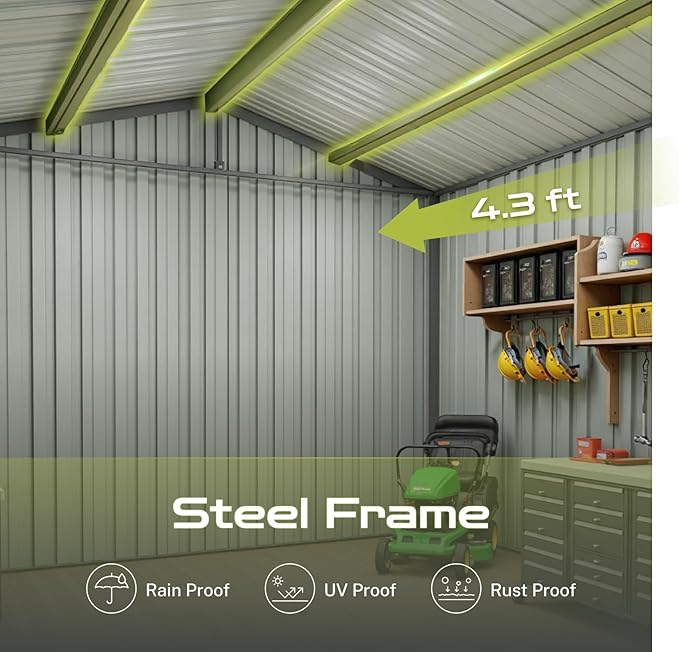 7x4.3 Ft Outdoor Storage Shed, Heavy-Duty Metal Shed - Image 4