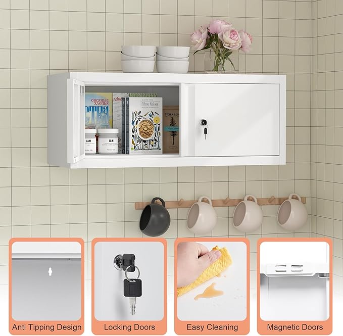 LUCYPAL Metal Storage Cabinet, Garage Wall Mounted Storage Cabinet - Image 5