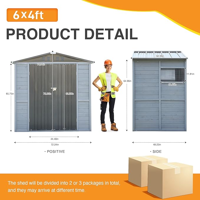 MyVoice 4x6 FT Wooden Outdoor Storage Shed - Image 8
