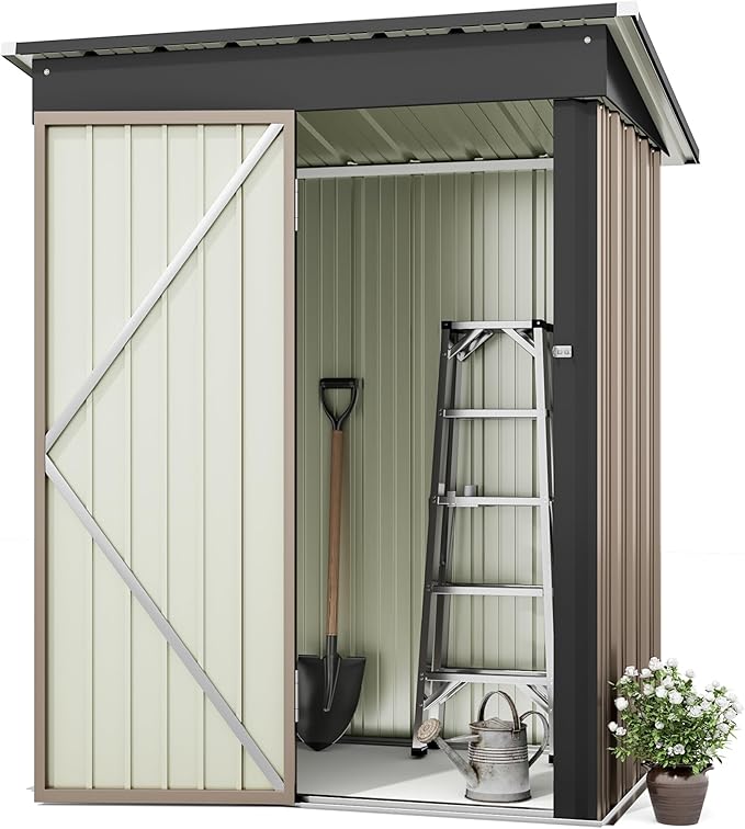 Greesum Outdoor Storage Shed 5 x 3 ft. Utility Tool Shed Metal Storage Garden - Image 3