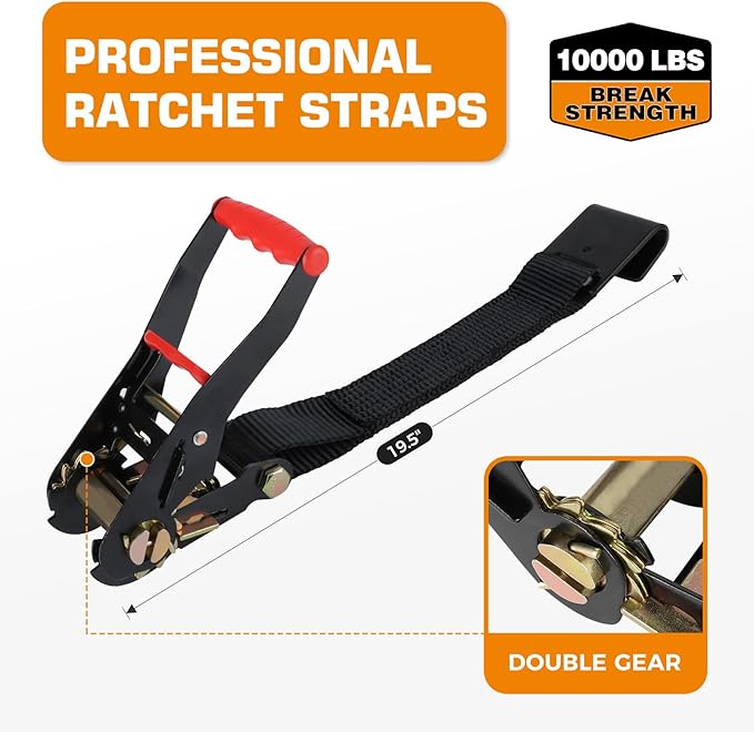 Kingfun Car Tie Down Straps for Trailers 4 Pack– Heavy Duty 2" x 120" Trailer - Image 2