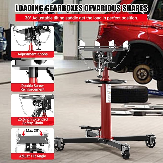 Transmission Jack, 1100lbs Hydraulic Telescoping Transmission Jacks, 33.5"-67" - Image 4