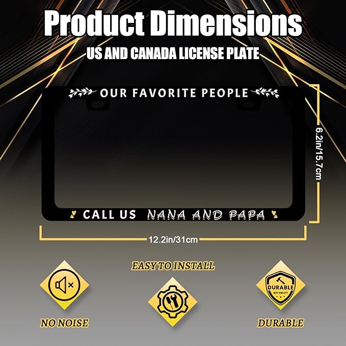 Our Favorite People Call Us Nana and Papa License Plate Frame Funny Text - Image 2