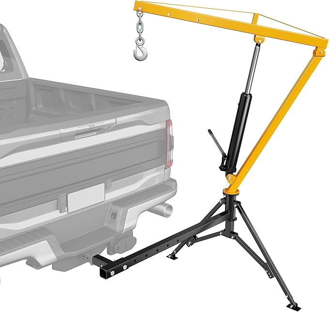 1000lbs Receiver Hitch Mounted Hydraulic 360° Swivel Truck Crane - Image 9