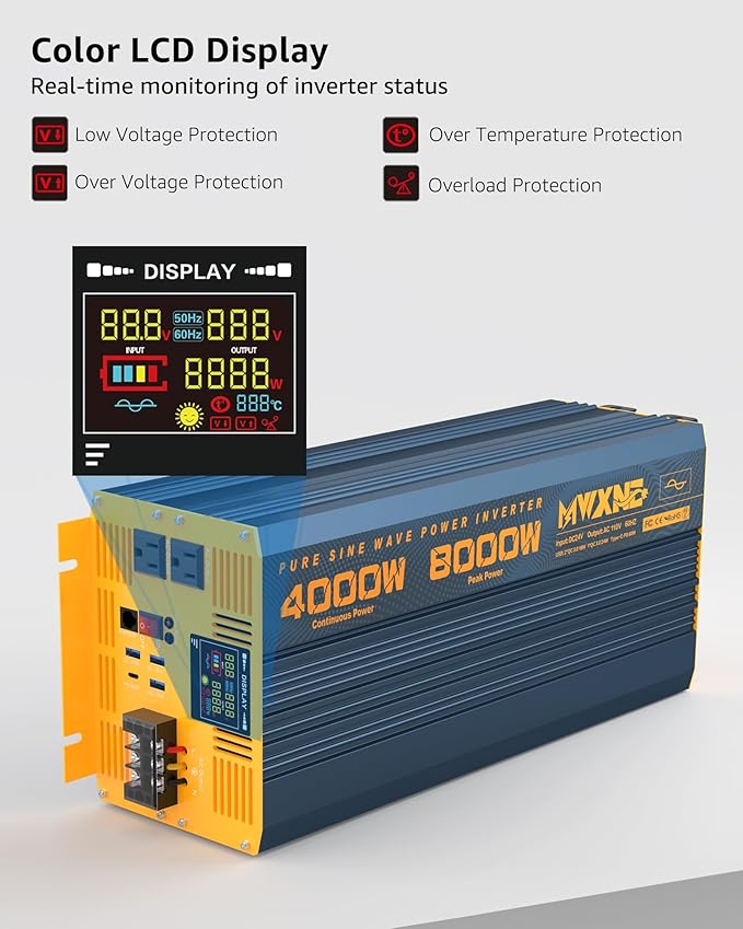 4000W Pure Sine Wave Power Inverter DC 48V to AC 110V 120V - Image 3